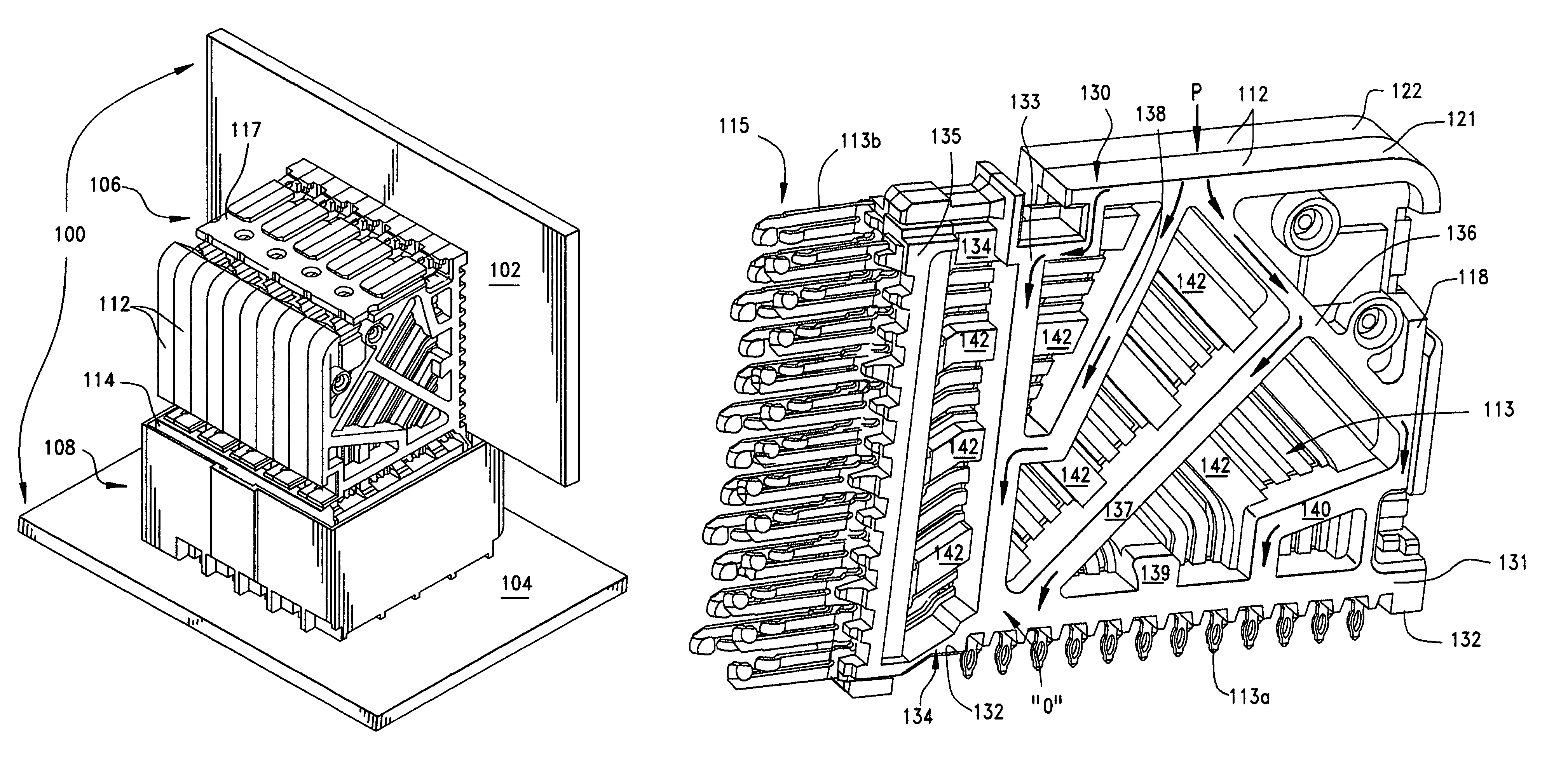 High speed connector with spoked mounting frame