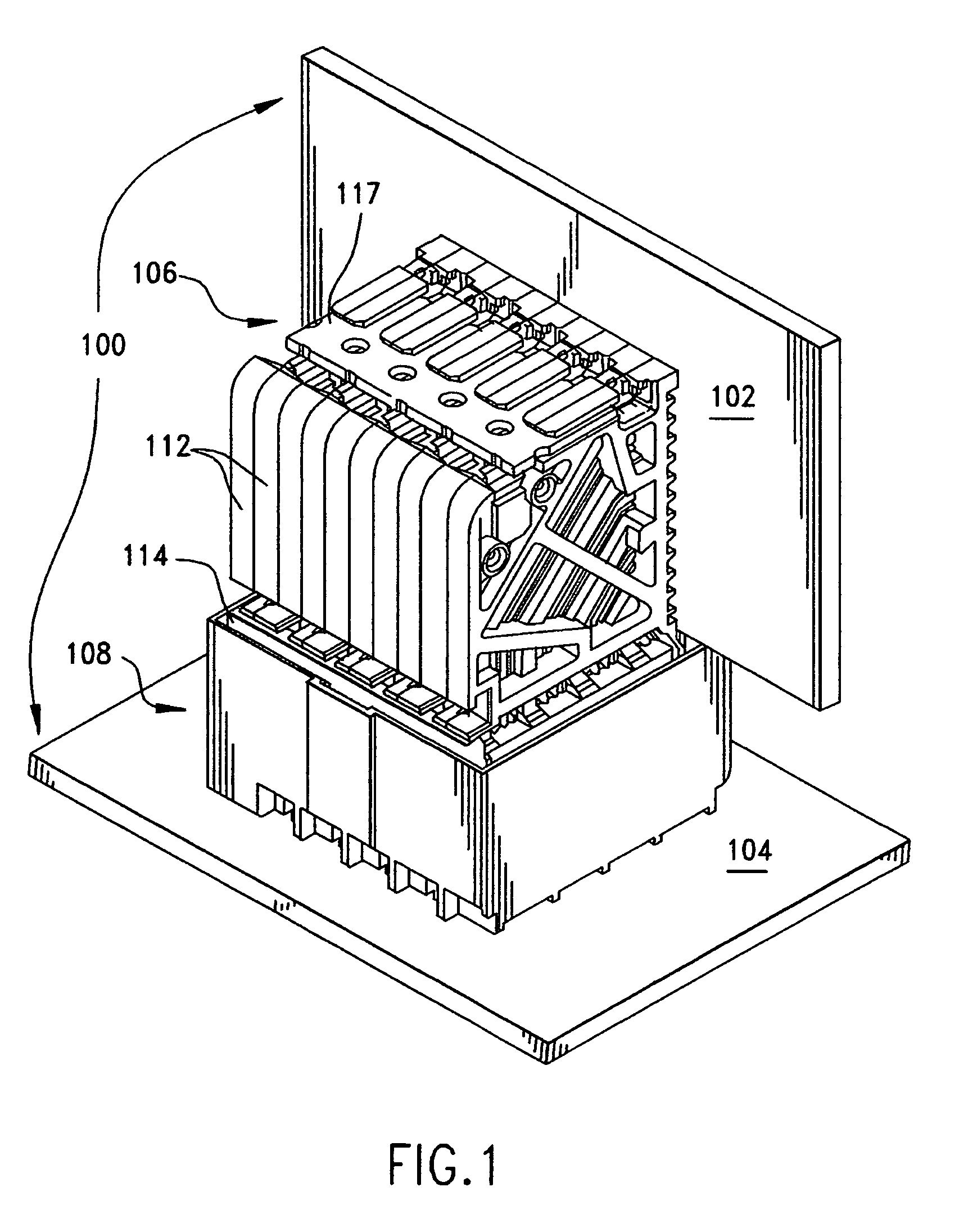 High speed connector with spoked mounting frame