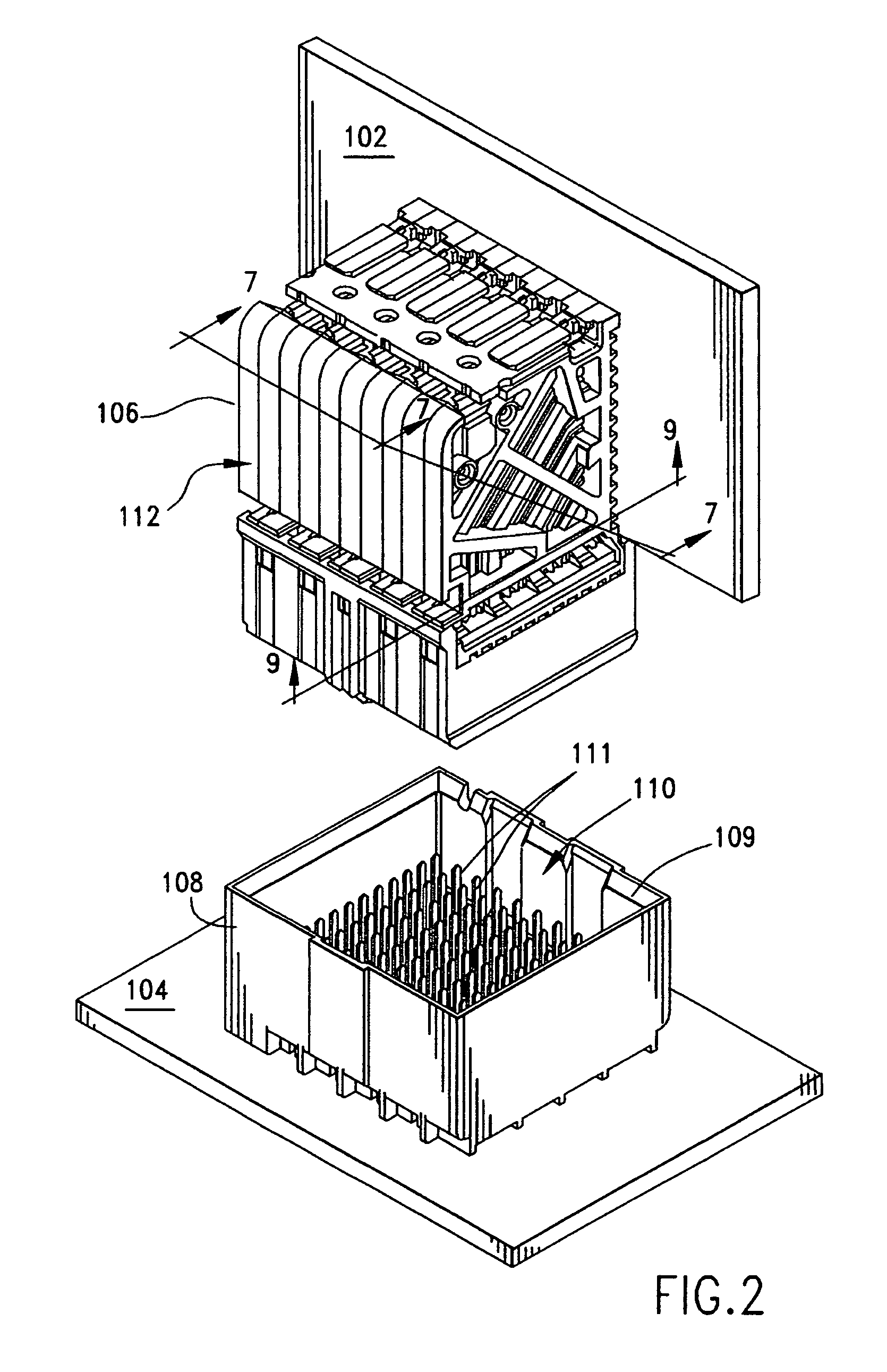 High speed connector with spoked mounting frame