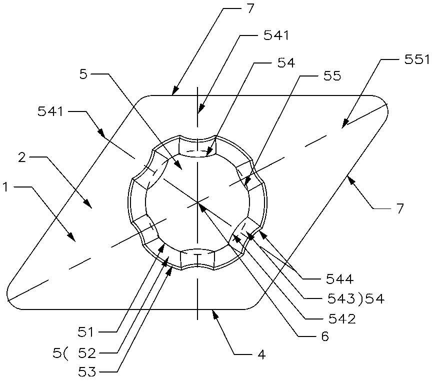 A polygonal cutting insert and a cutting tool with a raised portion in the hole