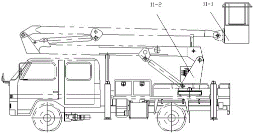 Hydraulic control system for folding arm-type overhead working truck