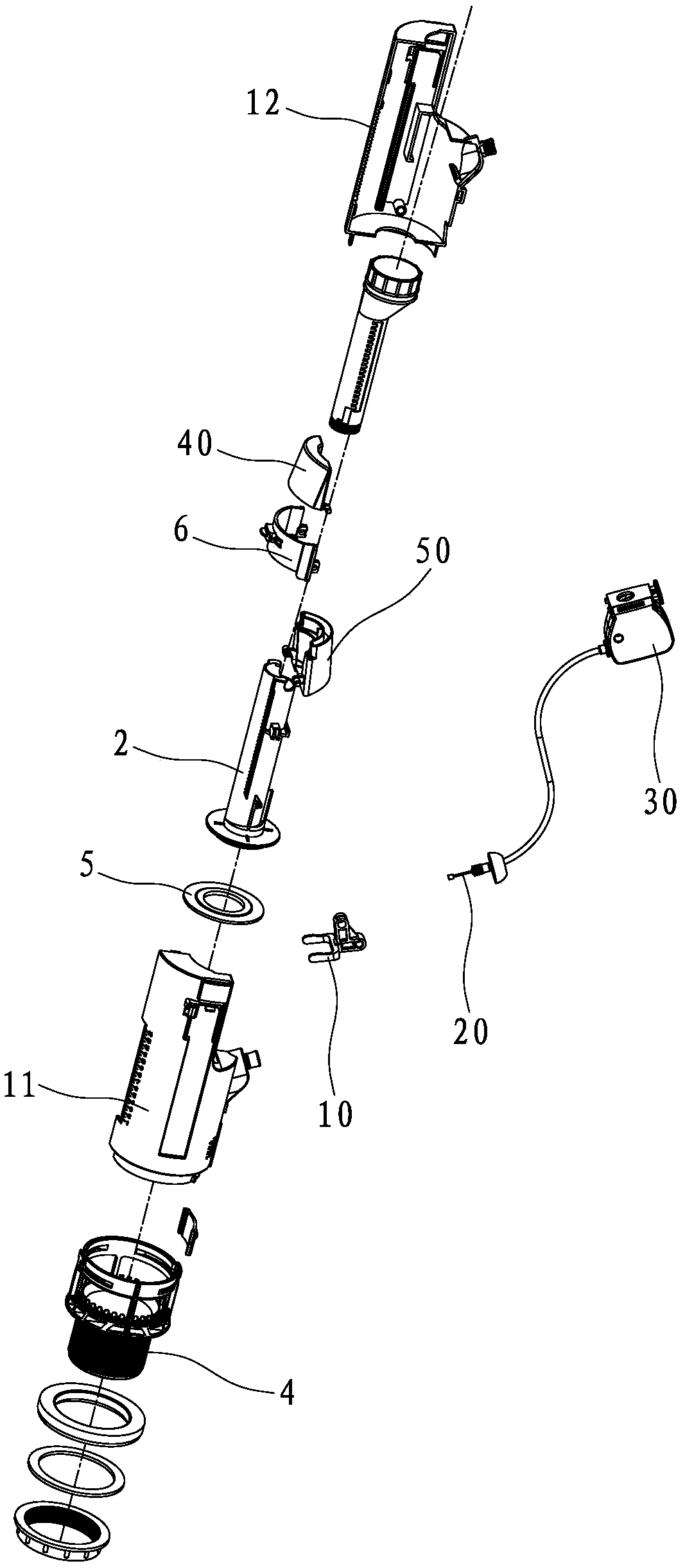 Control device for inner core tube of drain valve