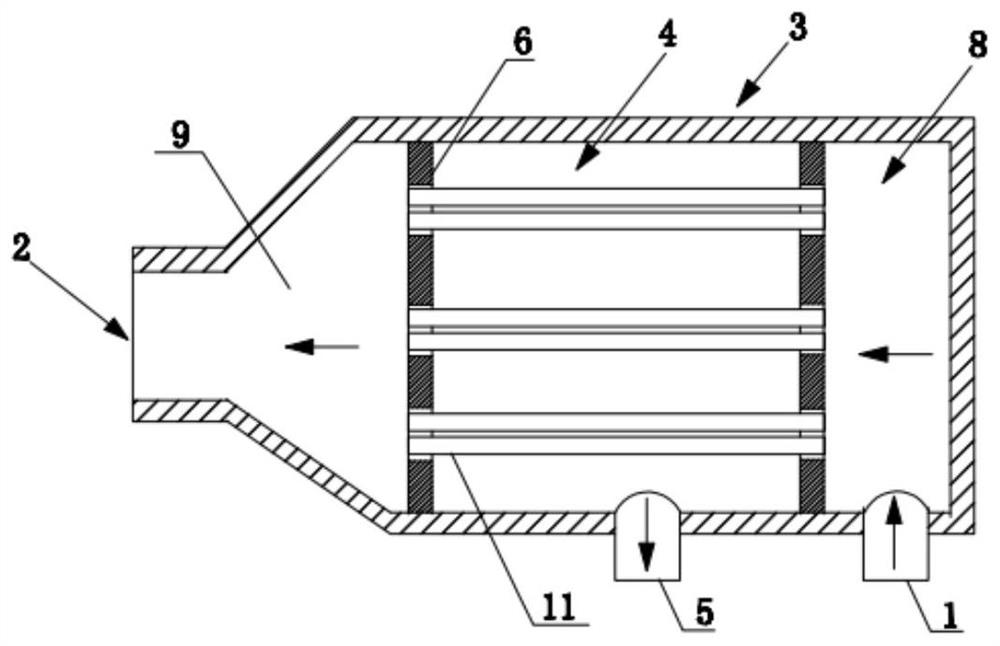 Oil-water separation device and separation method based on PTFE hollow fiber membrane