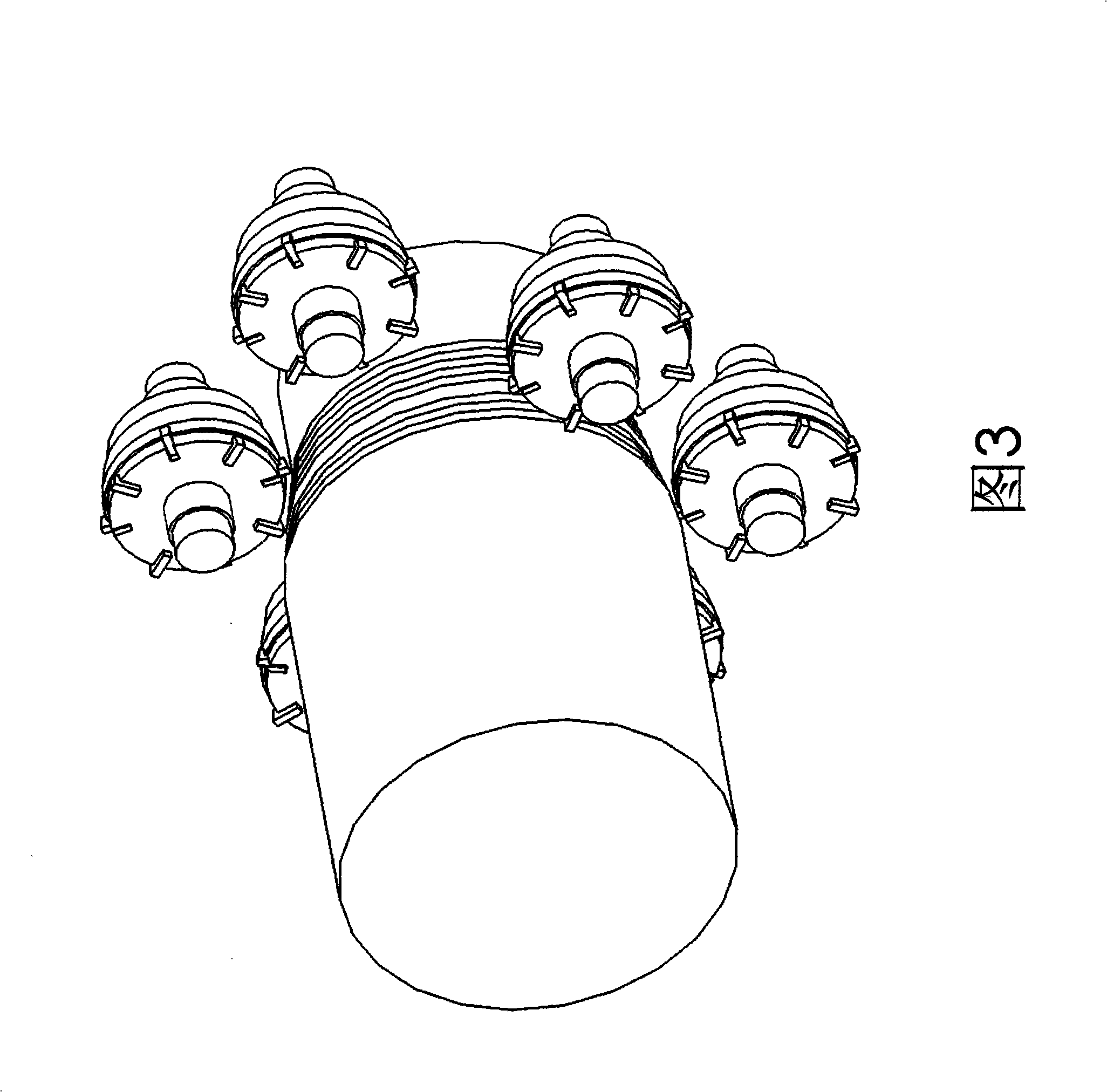 Multi-cutter complex cyclone milling processing method and special topping mechanism thereof