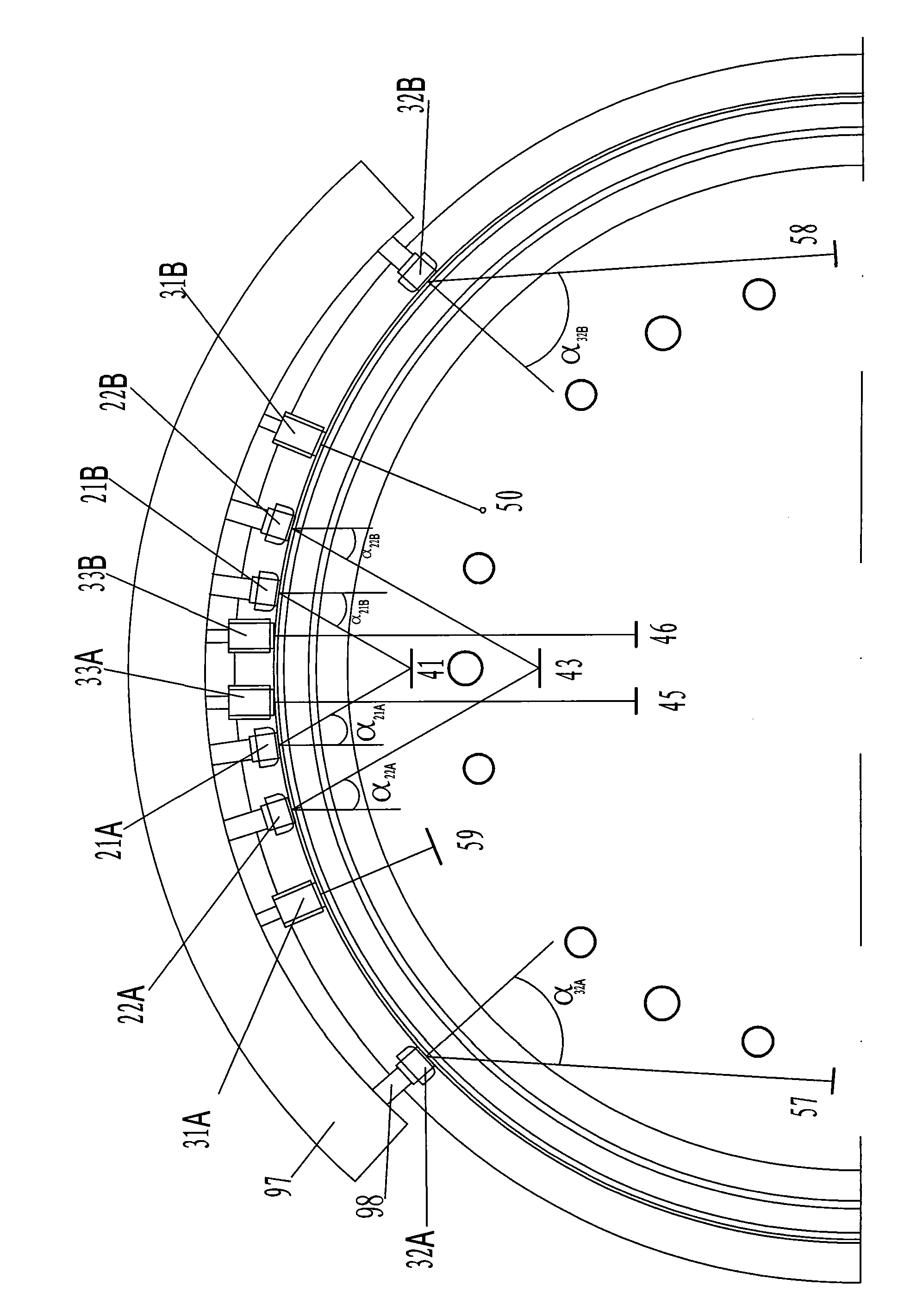 Ultrasonic testing device of defect of wheel spoke of engine vehicle