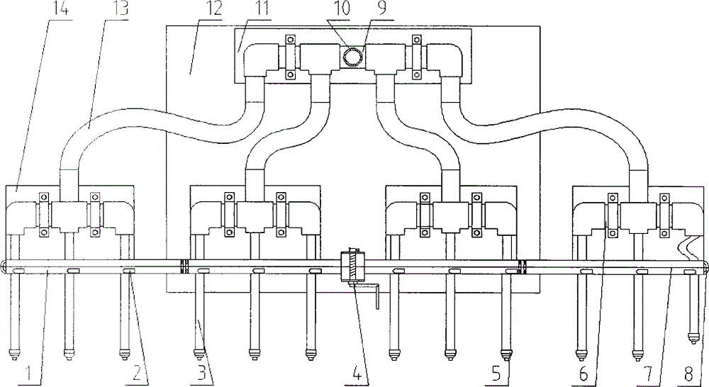 Folding type secondary irrigation water distribution device with adjustable water amount of three-dimensional space