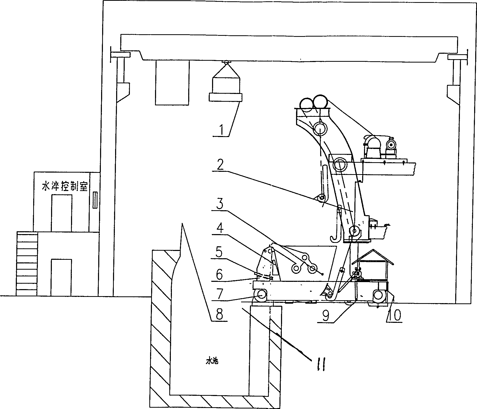 Tilting type steel slag water quenching treatment method