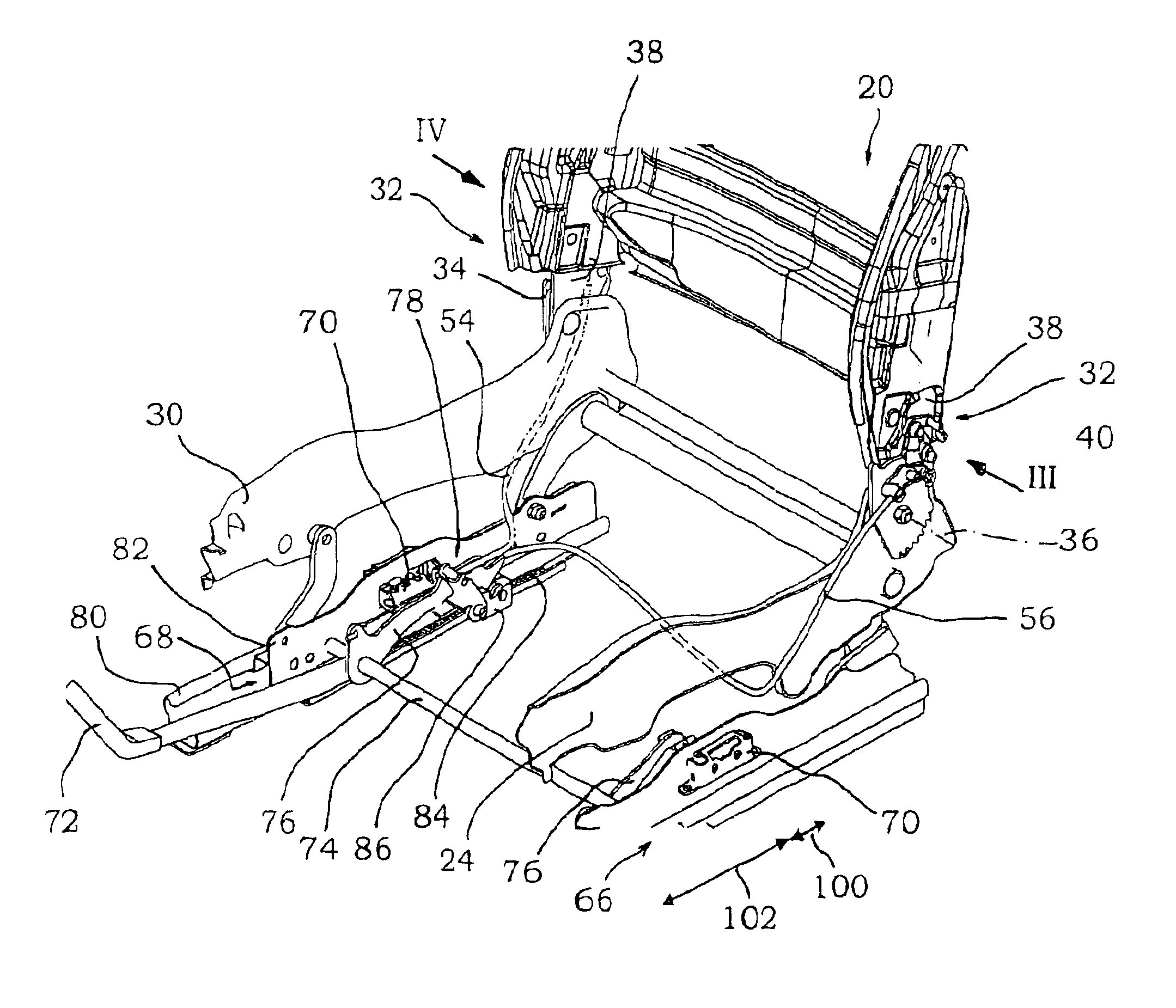 Forwardly displaceable vehicle seat with access to a rear seat through a front door