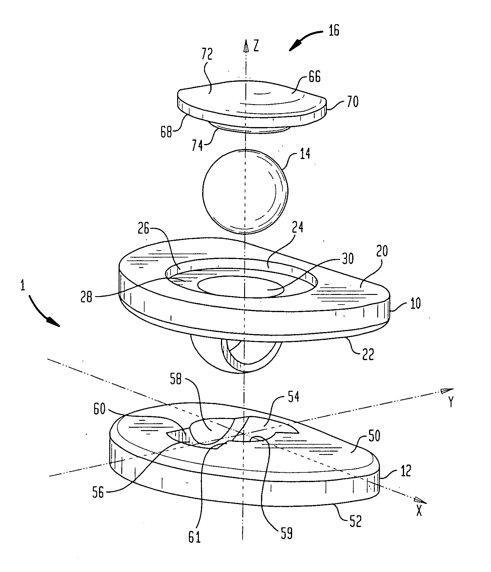 Artificial intervertebral disc having a universal joint