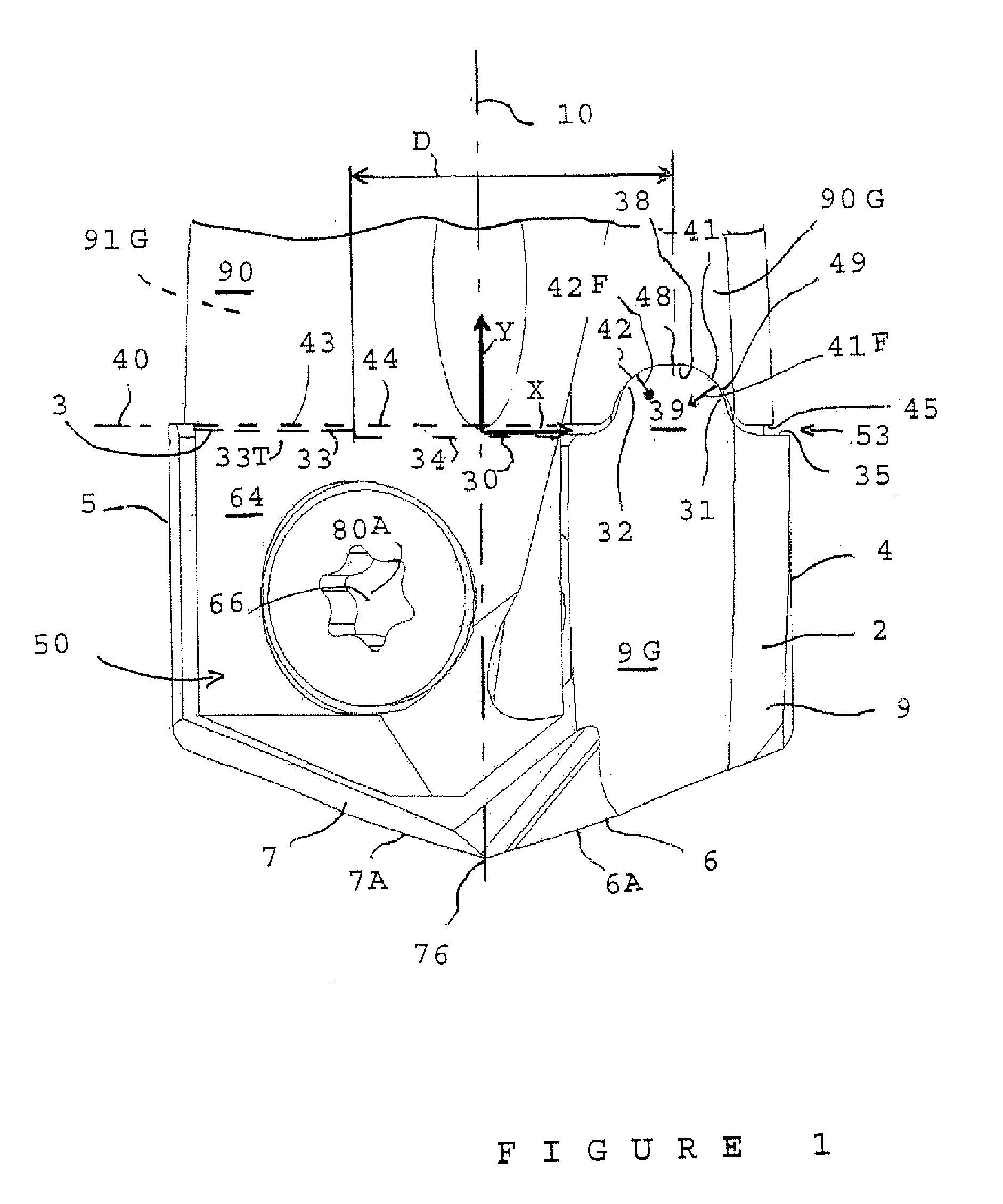 Tool holder and cutting insert with centering nose portion