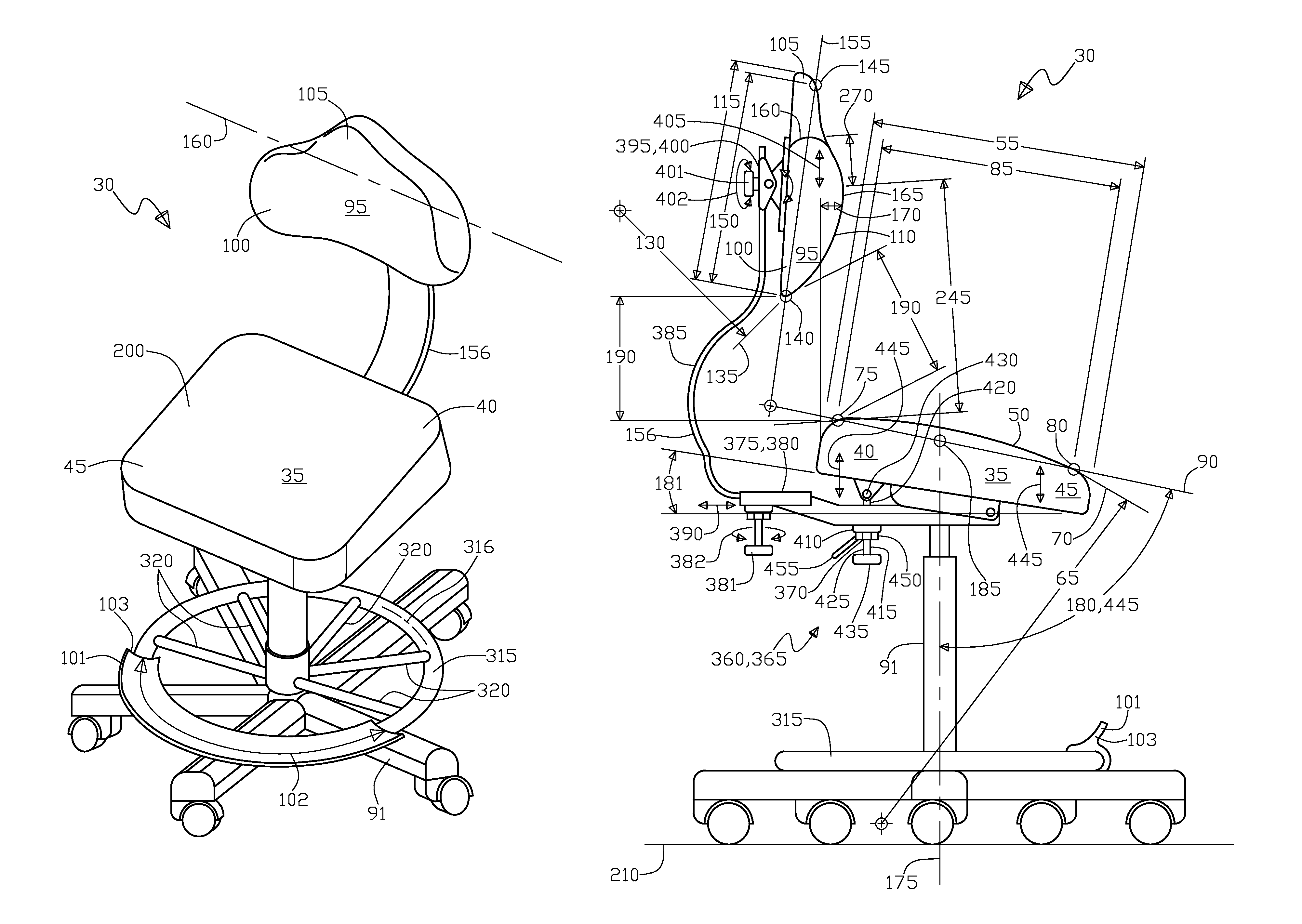 Ergometric chair apparatus