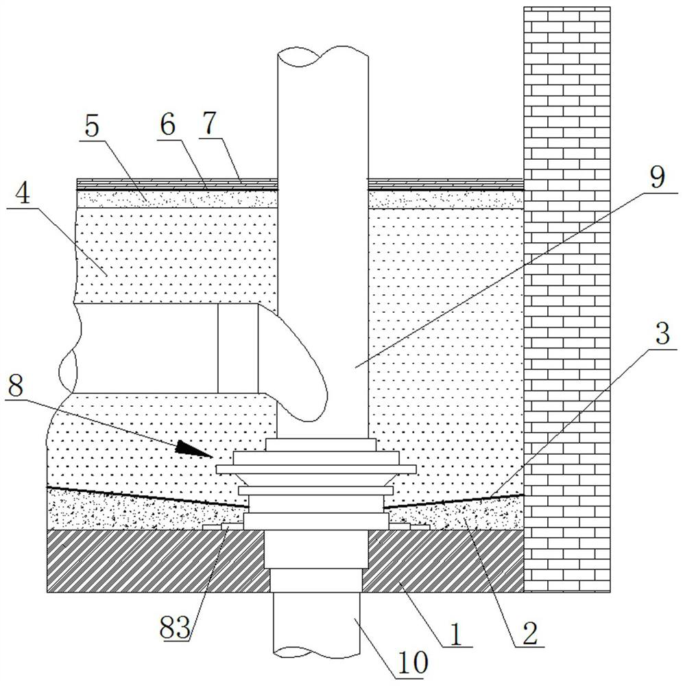 Toilet structure composed of riser embedded parts and its construction method