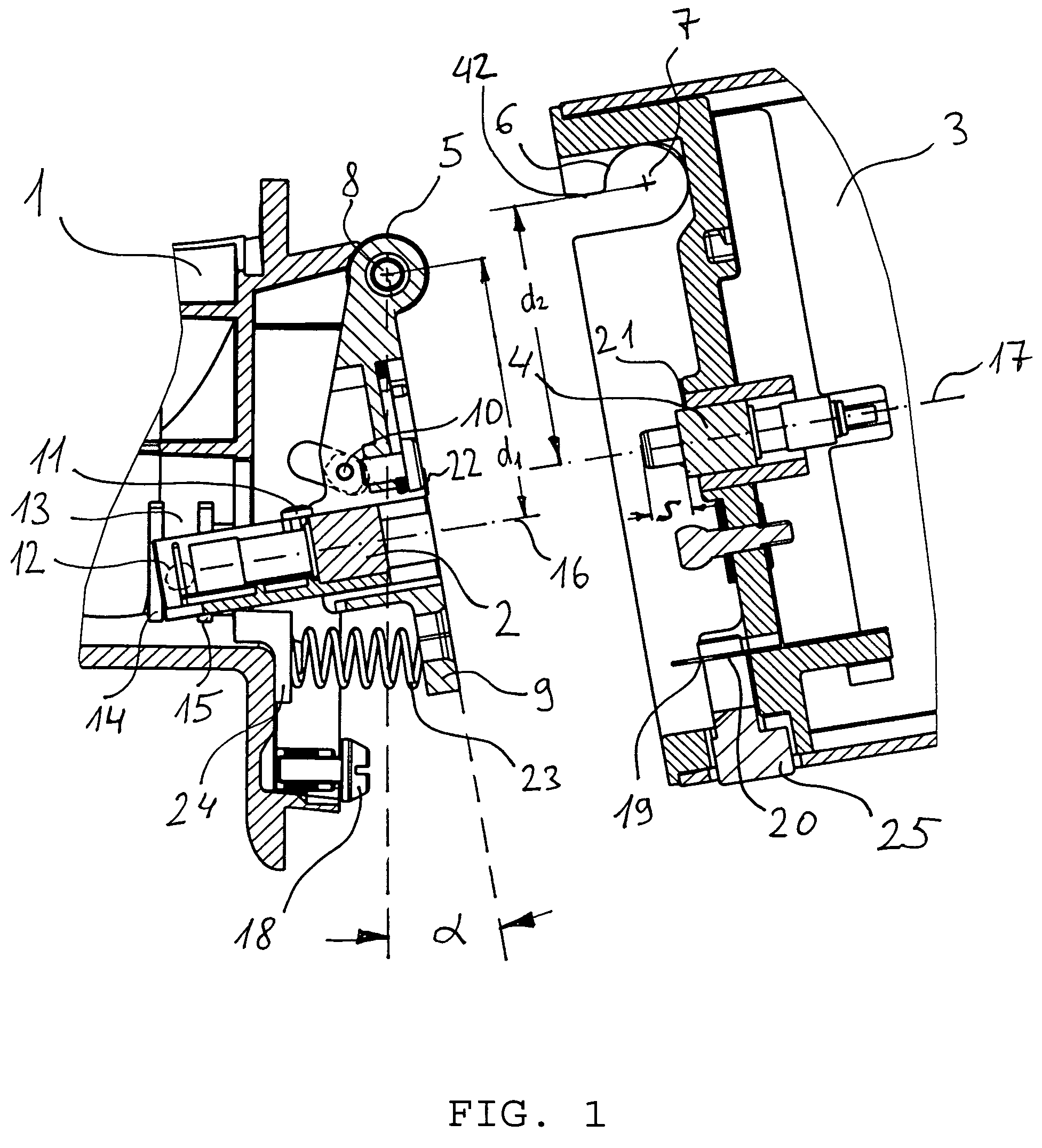 Connecting device for a plug-and-socket connection containing two connectors