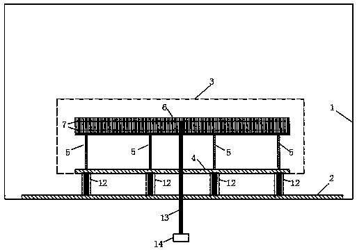 Gallery bridge wind load wind tunnel testing device by considering distance between bridge floor and water surface