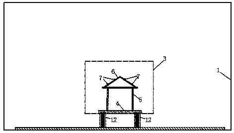 Gallery bridge wind load wind tunnel testing device by considering distance between bridge floor and water surface