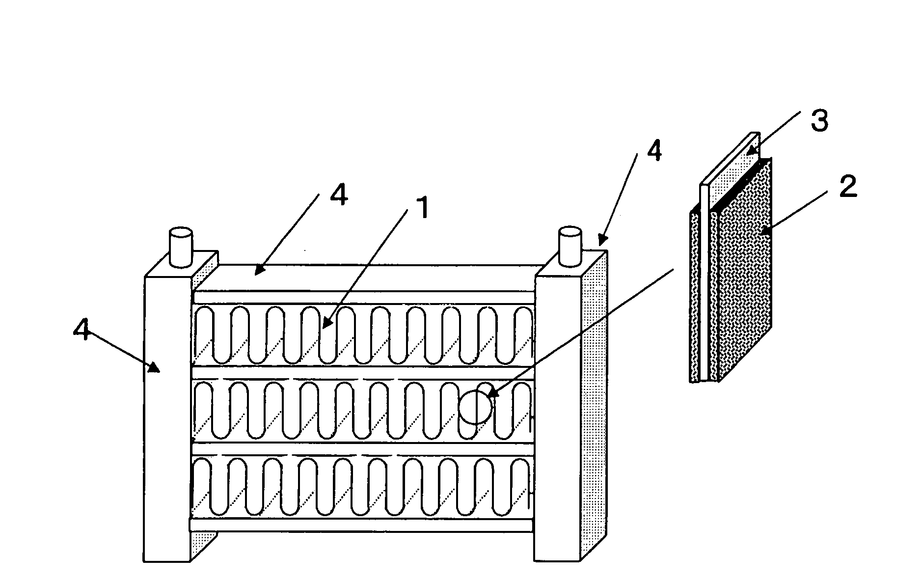 Heat exchange module of a sorptive type and a method for the manufacture thereof