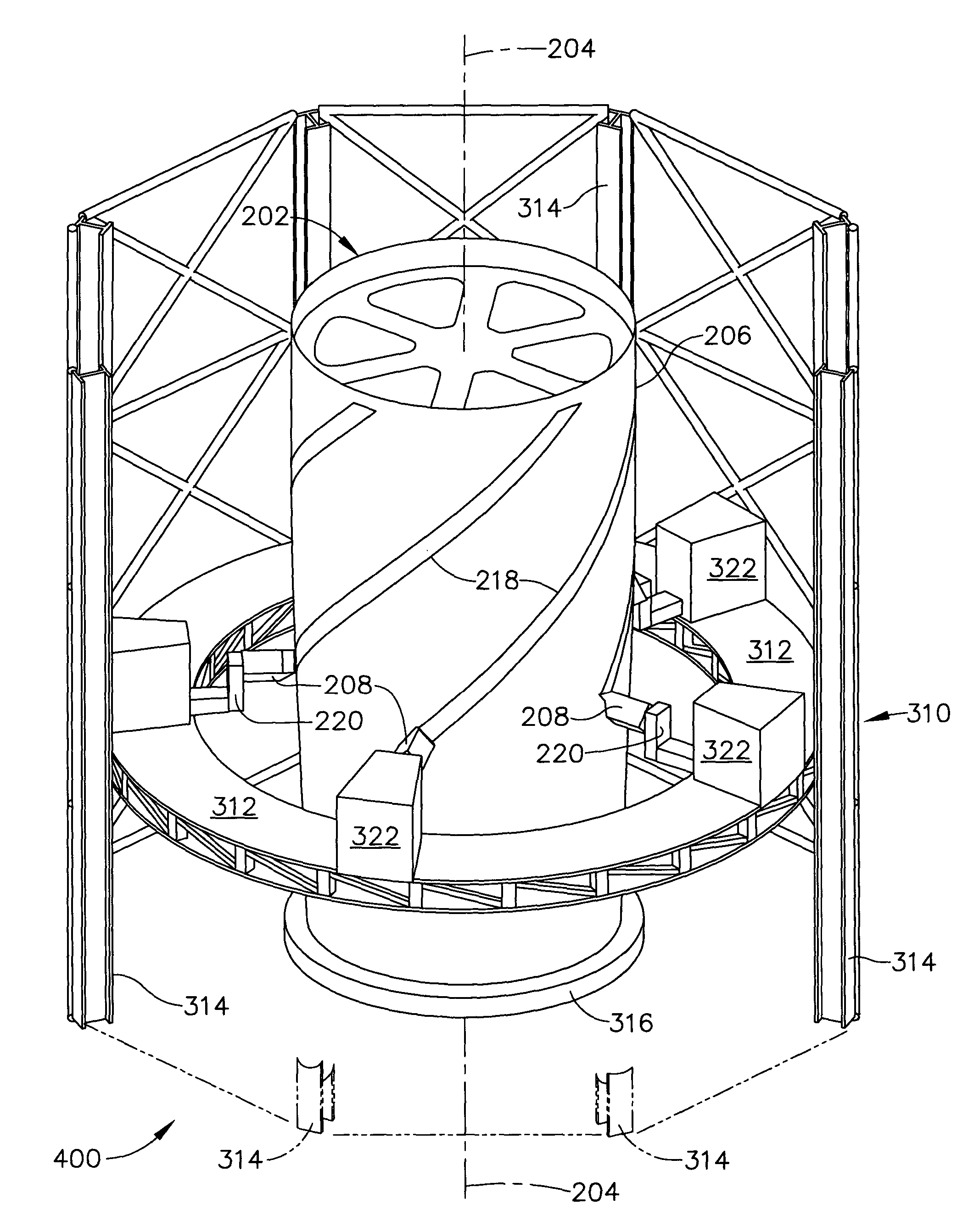 Multiple head automated composite laminating machine for the fabrication of large barrel section components