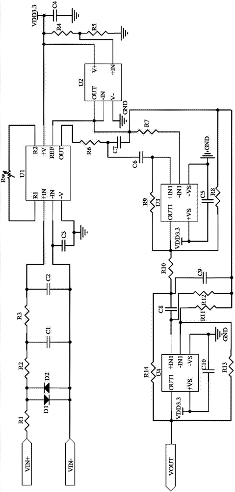 Multilevel hybrid filtering circuit and method for under-well engineering parameter measurement signals