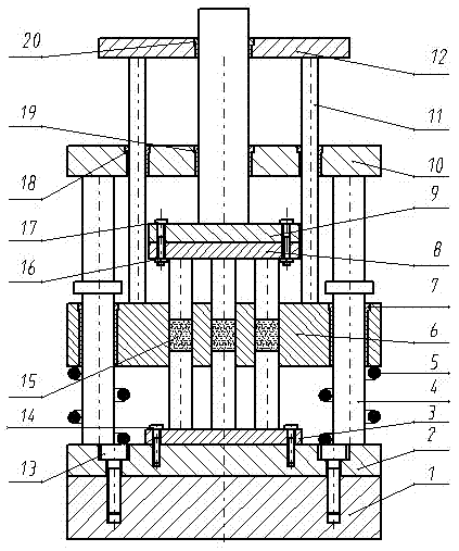 Bi-directional powder pressing forming device capable of demoulding automatically