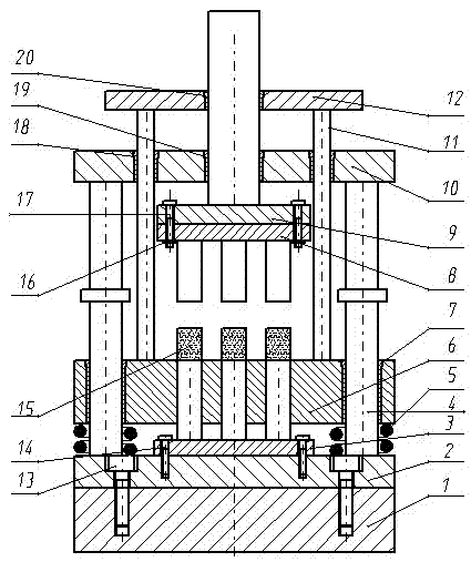 Bi-directional powder pressing forming device capable of demoulding automatically