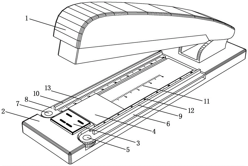 A stapler with a binding ruler