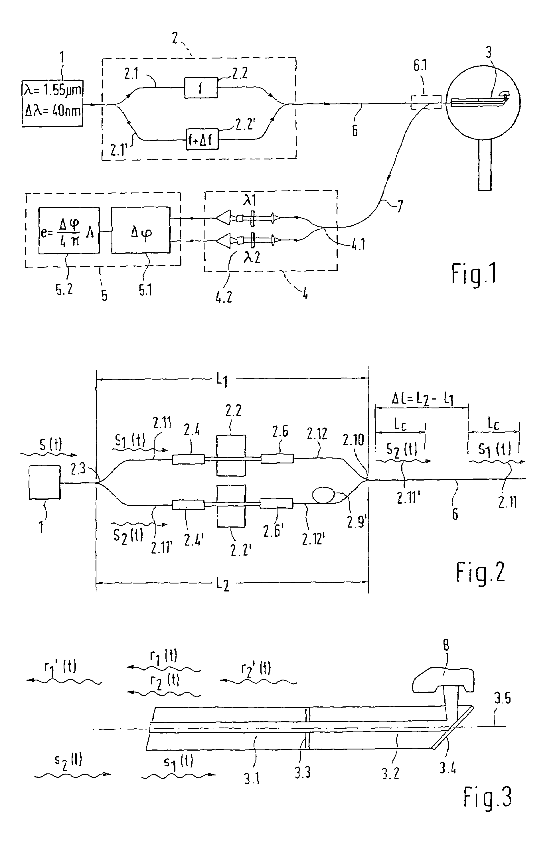 Interferometric measuring device utilizing a slanted probe filter