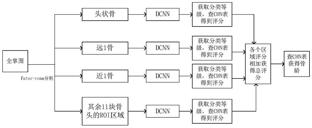 Bone age evaluation method based on feature region grade identification