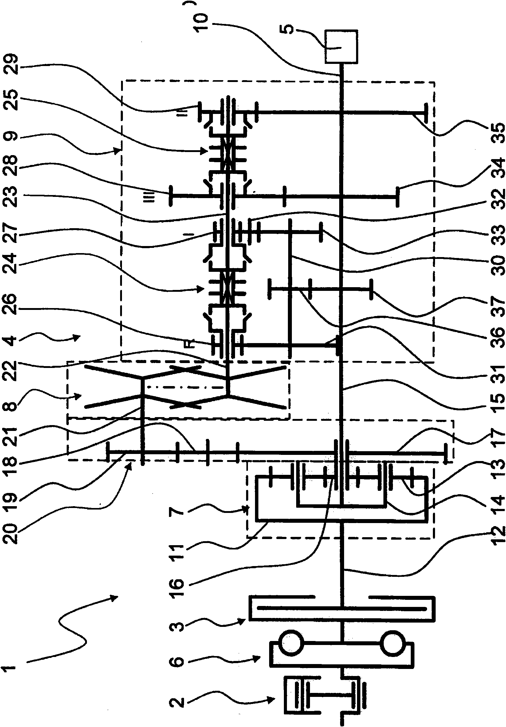 Infinitely variable transmission device of a drive train of a vehicle