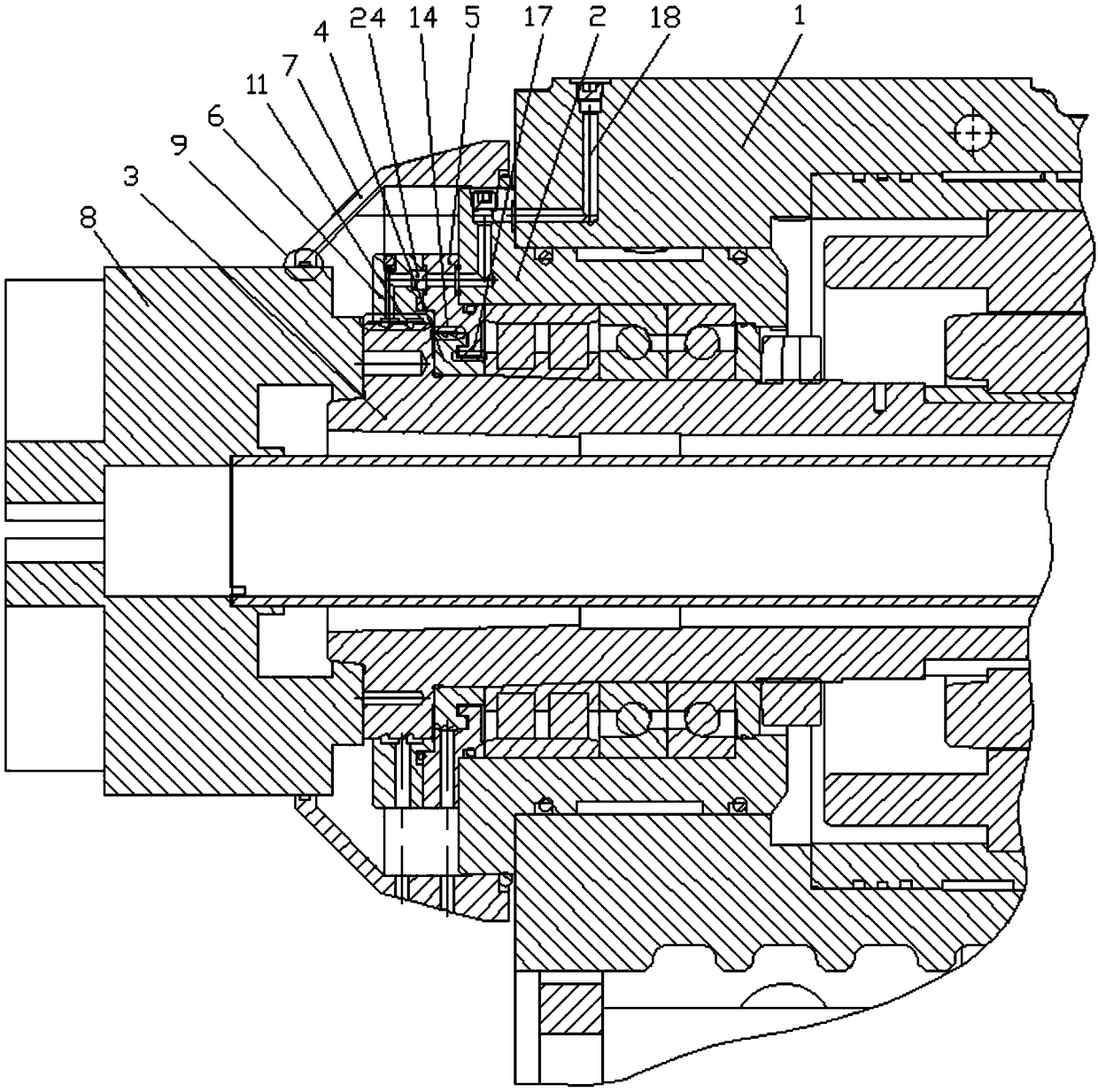 High-speed electric spindle gas sealing structure for numerical control lathe