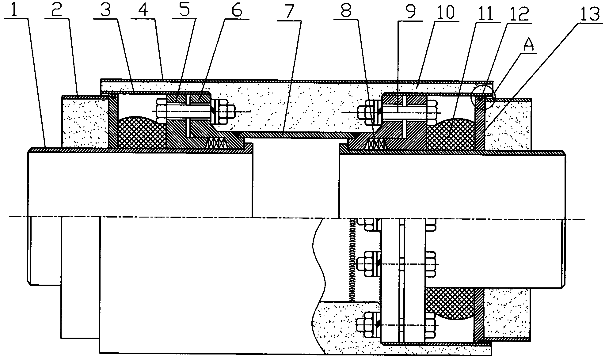 Directly-buried maintenance-free axial conjointed sleeve compensator