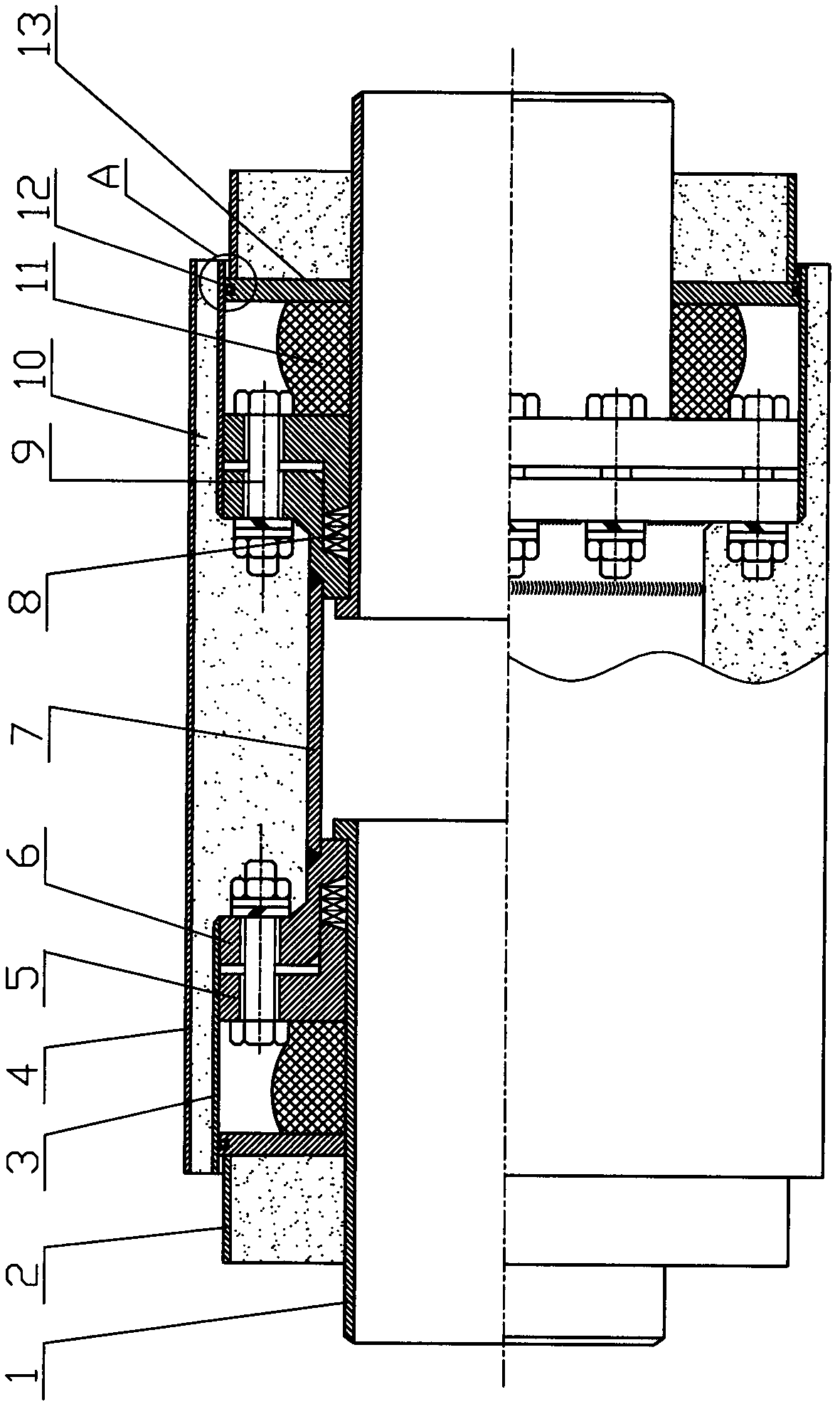 Directly-buried maintenance-free axial conjointed sleeve compensator