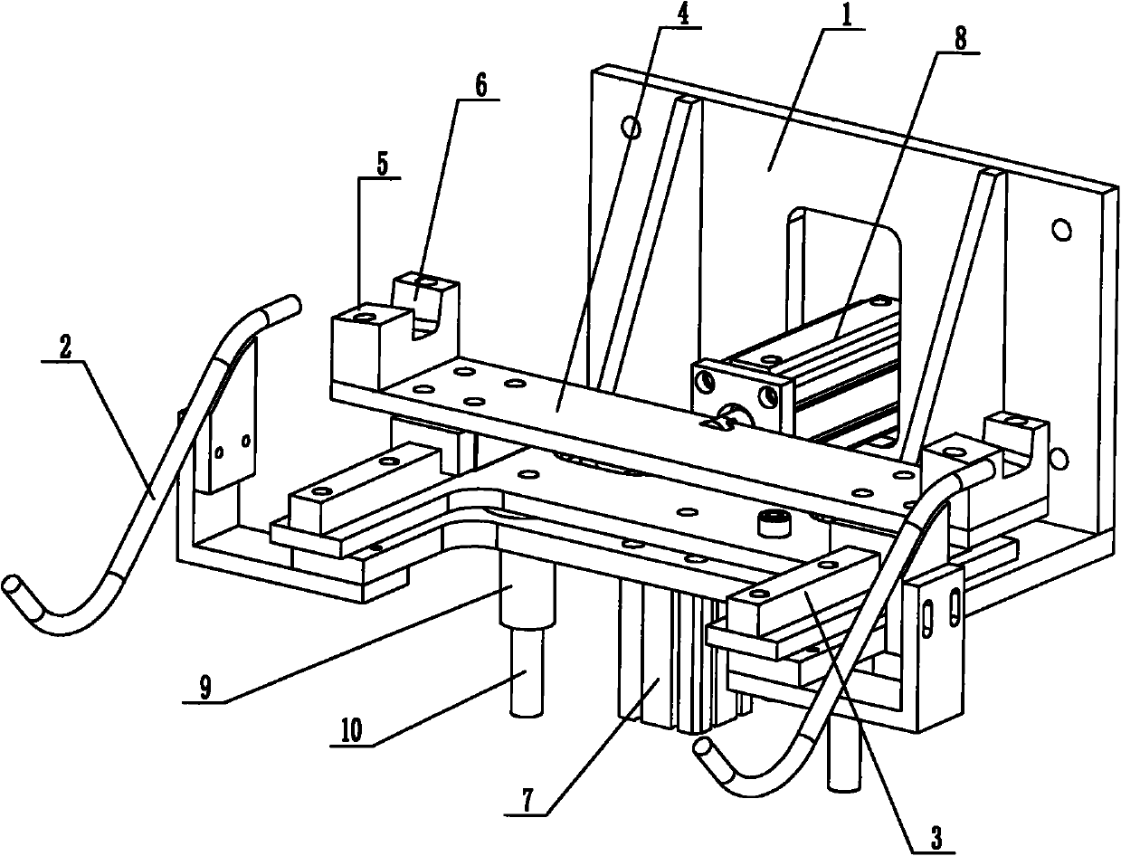 Automatic material taking device for welding of automobile door frame