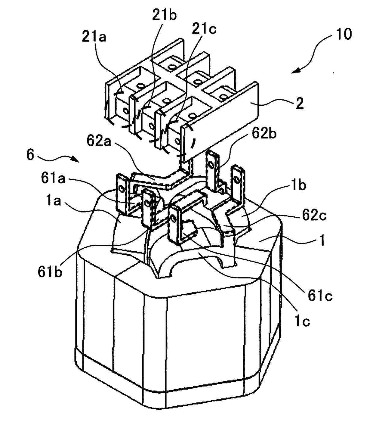 Three-phase ac reactor easily connectable to input and output terminal block and manufacturing method thereof