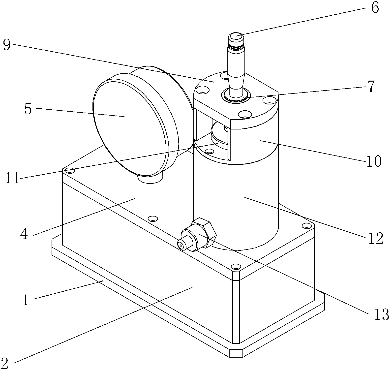 Measuring device for spring washer elasticity test and measuring method thereof