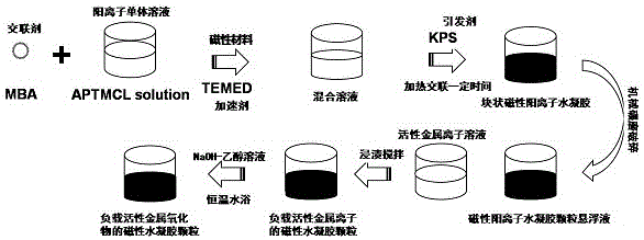 Preparation and application of magnetic cationic hydrogel-based composite adsorption material