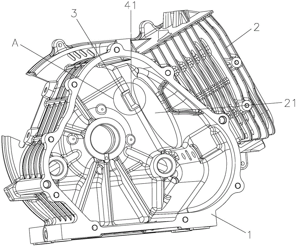 Low oil consumption type engine crankcase and engine set