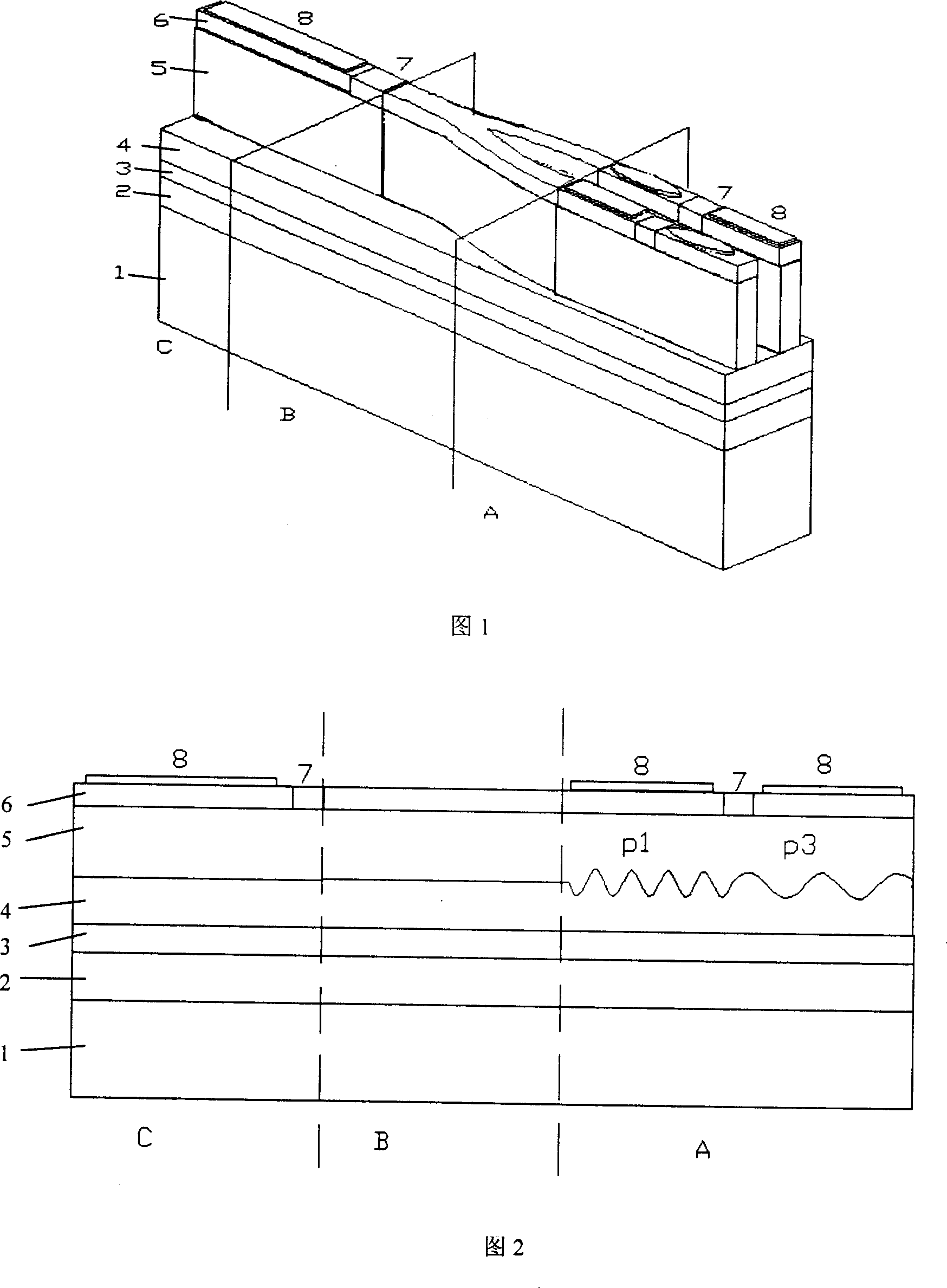 Two dimension array integrated module of wavelength selective distribution feedback laser