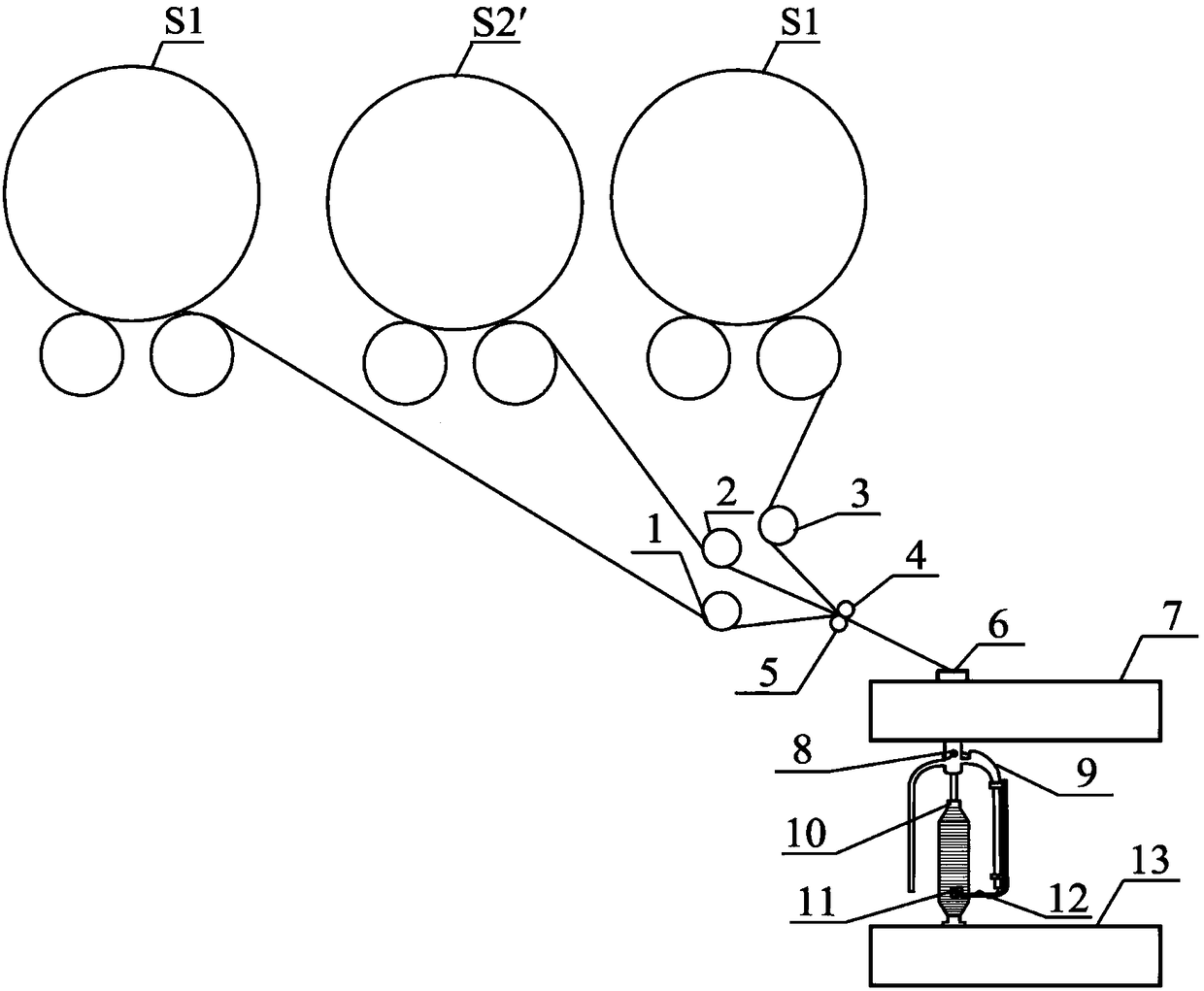 Composite yarn formation method of built-in powder materials