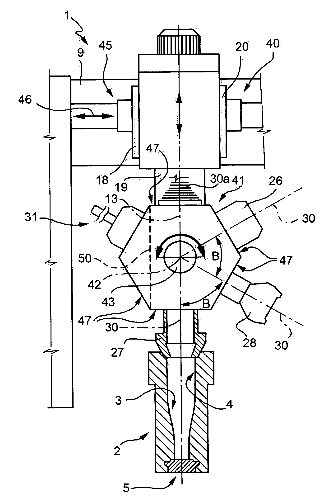 Multifunctional group for a glass items forming machine