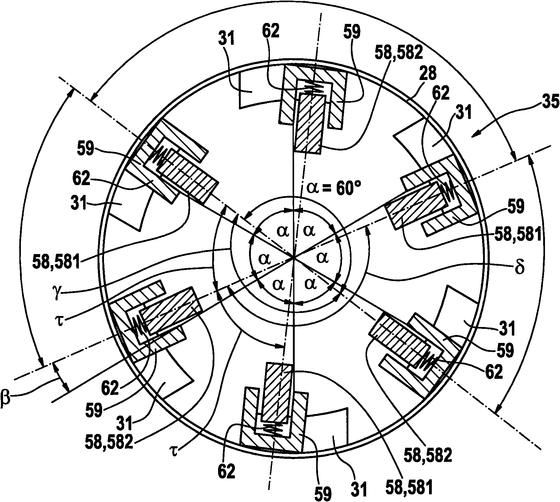 Electrical drive machine having stator and rotor