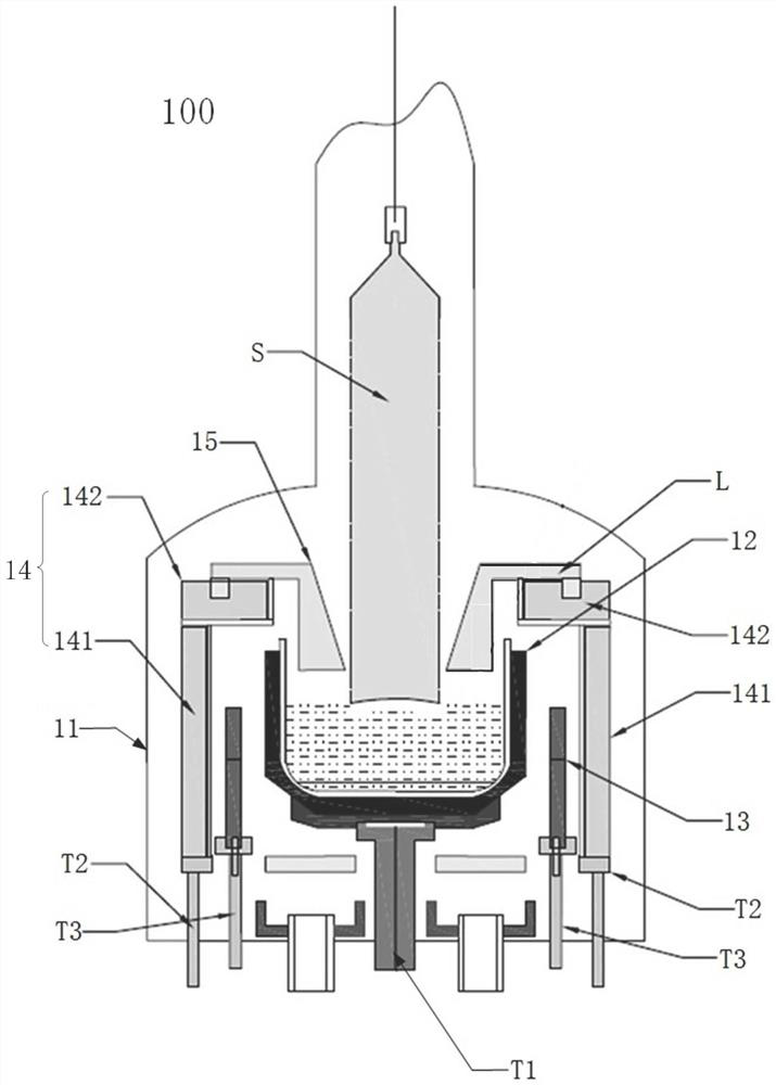 Thermal field adjusting device and method for single crystal growth