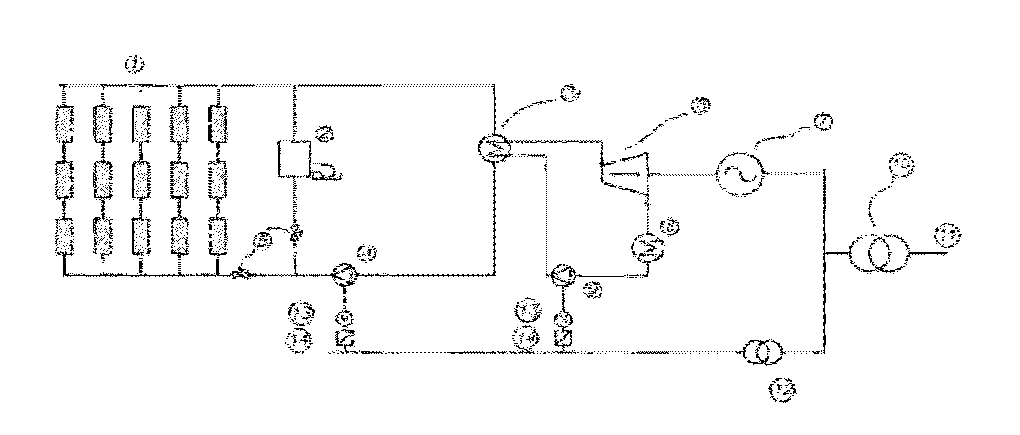 Method for increasing the net electric power of solar thermal power stations