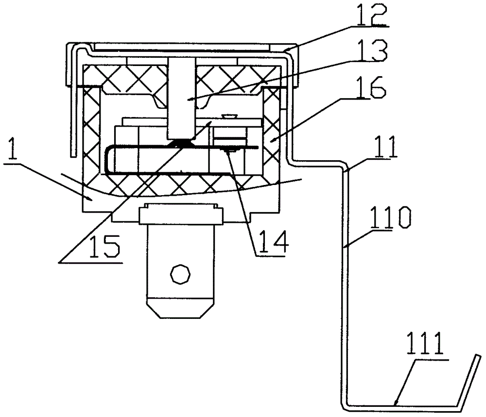 Dry burning protection switch with draw hook and temperature control assembly using same