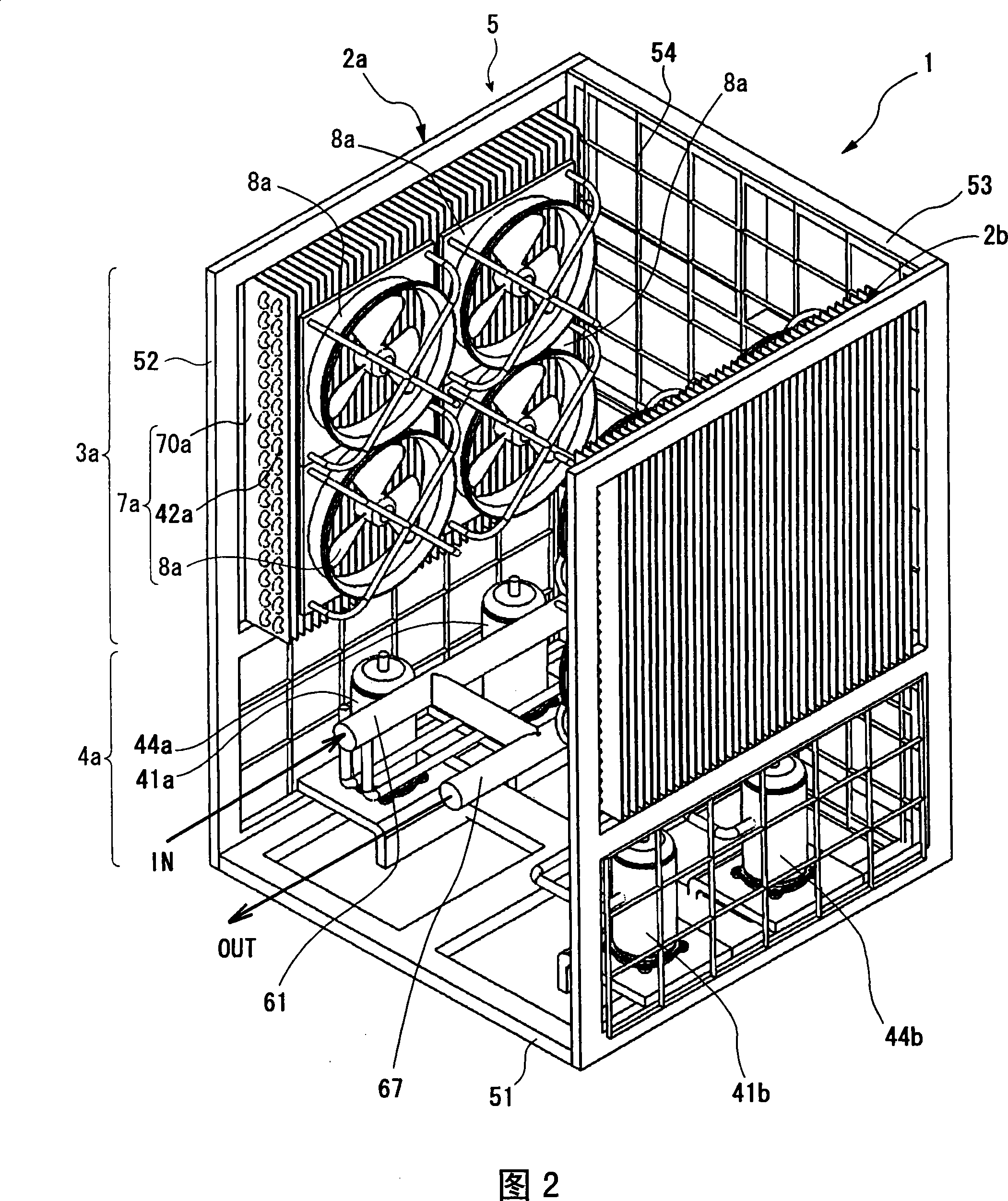 Cooling device and assembling body