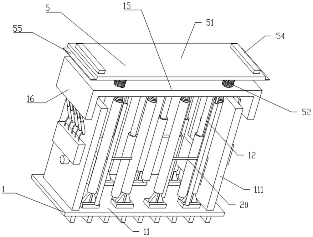 Indoor damping device with buffers