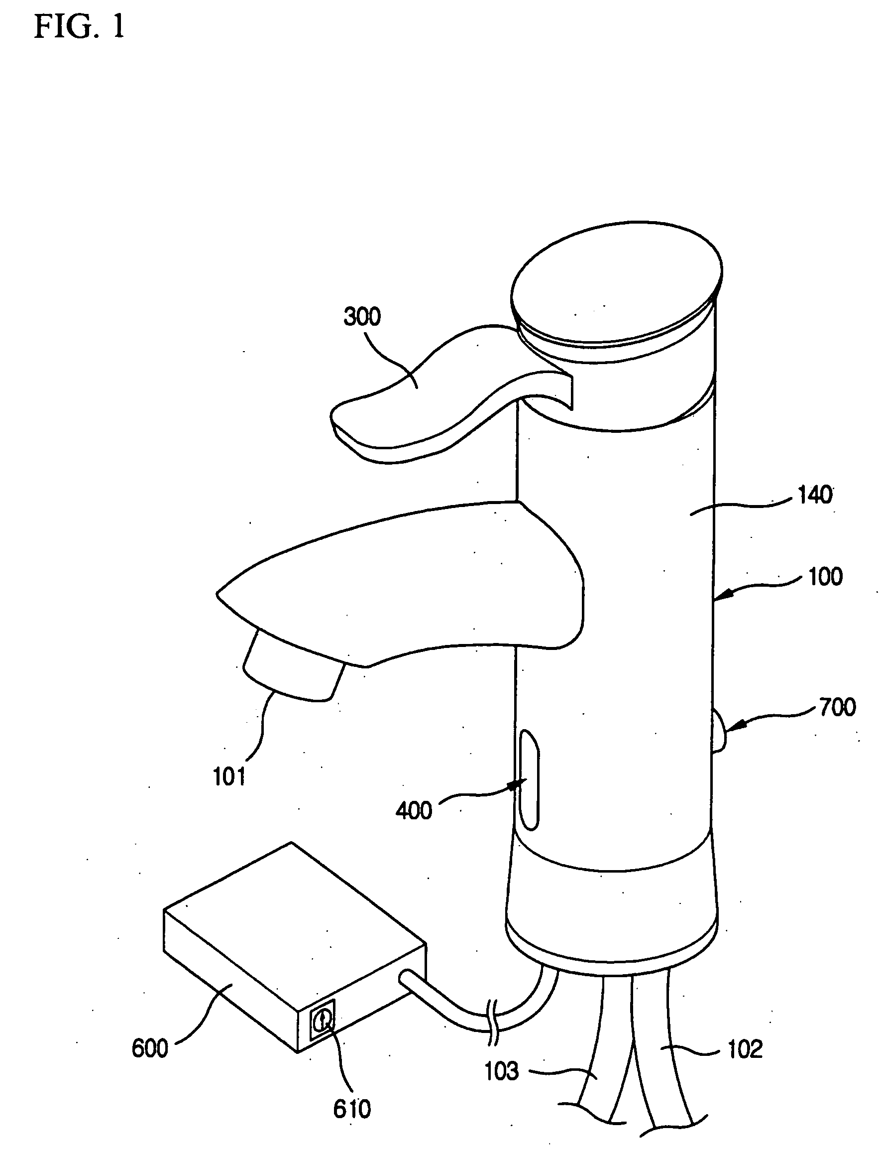 Automatic water faucet built-in with hot and cold water control valve