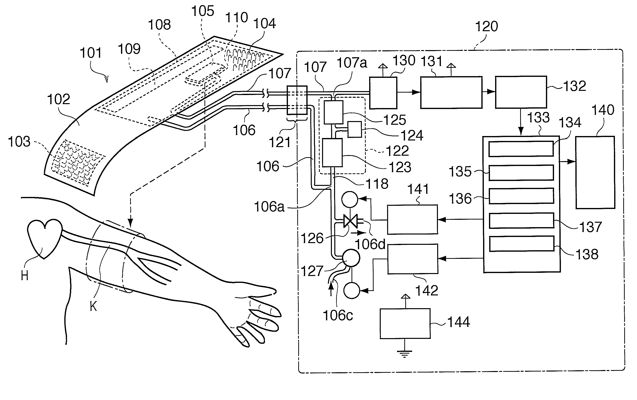 Blood pressure measuring cuff, blood pressure measuring apparatus, blood pressure measuring method, cuff, and cuff manufacturing method