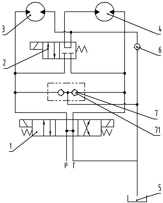 Self-walking shears-fork type high-altitude operation platform walking hydraulic system