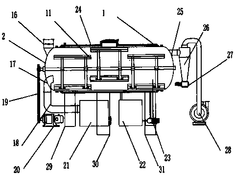 Sea buckthorn fruit slag stirring and drying tank body device and stirring and drying method