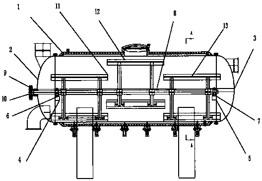 Sea buckthorn fruit slag stirring and drying tank body device and stirring and drying method